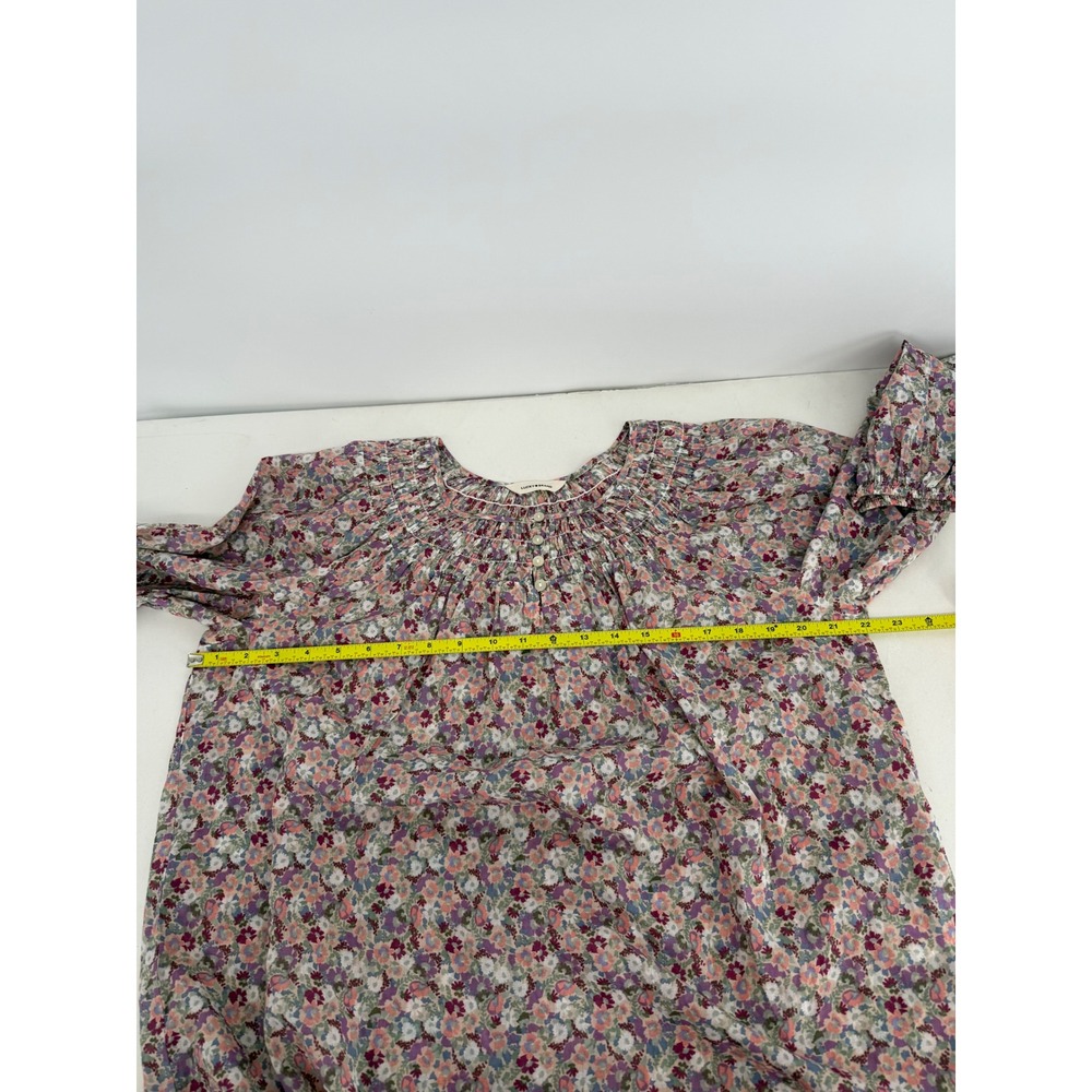Lucky Brand Womens Floral Smocked Peasant Blouse Long Sleeve Top Sz XL - Picture 5 of 9